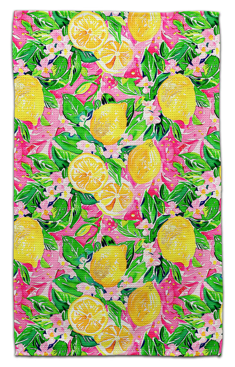 Lemons with Pink Background Eco-Friendly Towel